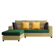 Hazer 4 Seater L Shape Sofa Set for Living Room (Cream Green Fabric) Left Side