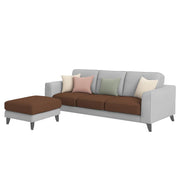 Grayon 3 Seater L Shape Convertible Sofa Set for Living Room, 3 Seater & Ottoman Modular Sectional Couch for Small Space (Grey Dark Grey Colour) Fabric