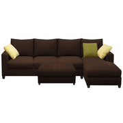 Rihan 8 Seater L Shape Sofa Set with Ottoman for Living Room (Brown Fabric) Right Side Sofa