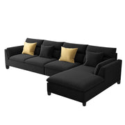 Delton RHS 6 Seater L Shape Sofa Set for Living Room (Black) Premium Fabric