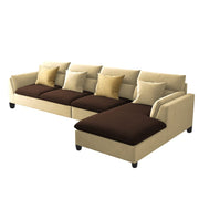 Delton RHS 6 Seater L Shape Sofa Set for Living Room (Cream Brown) Premium Fabric