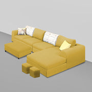 Badger RHS 8 Seater L Shape Sofa Set with Center Table for Living Room (Grey Fabric) Premium Fabric Sofa