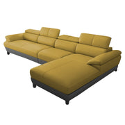 Amok 6 Seater L Shape Sofa Set for Living Room (Yellow Black Leathertte) Right Side