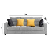 Hazer 3 Seater L Shape Sofa Set for Living Room (Grey Fabric) Left Side
