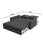 Casaliving Treshta 2 Seater Pull-Out Premium Fabric Sofa Cum Bed Sofa Set with Center Table for Living Room (Black Fabric Color) Premium Fabric Sofa Set for Living Room Sofa Cum Bed