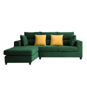 Hazer 4 Seater L Shape Sofa Set for Living Room (Green Fabric) Left Side