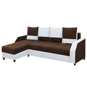 Severny 6 Seater L Shape Sofa Set for Living Room (Brown Grey Fabric) Left Side