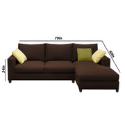 Rihan 4 Seater L Shape Sofa Set with Ottoman for Living Room (Brown Fabric) Right Side Sofa