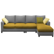 Rihan 6 Seater L Shape Sofa Set Living Room (Yellow Grey Fabric) Right Side Sofa