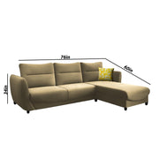 Stella RHS 4 Seater L Shape Sofa Set for Living Room (Cream) Premium Velvet Fabric Sofa