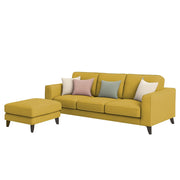 Grayon 3 Seater L Shape Convertible Sofa Set for Living Room, 3 Seater & Ottoman Modular Sectional Couch for Small Space (Grey Dark Grey Colour) Fabric