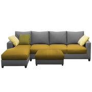 Rihan 8 Seater L Shape Sofa Set with Ottoman for Living Room (Yellow Grey Fabric) Left Side Sofa