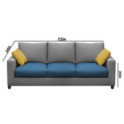 Rihan 3 Seater Sofa Set Living Room (Turquise Grey Fabric)