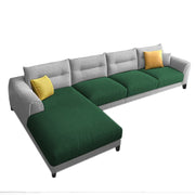 Hazer 6 Seater Sofa Set for Living Room (Green Grey Fabric) Left Side Sofa