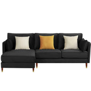 Croosen LHS 4 Seater L Shape Sofa Set for Living Room (Black Colour) Premium Velvet Fabric