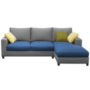 Rihan 4 Seater L Shape Sofa Set Living Room (Turquise Grey Fabric) Right Side Sofa