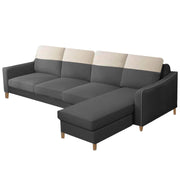 Alyona RHS 8 Seater L Shape Sofa Set for Living Room with Puffy (Grey Fabric)