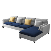 Delton RHS 6 Seater L Shape Sofa Set for Living Room (Blue Grey) Premium Fabric