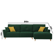 Antonio RHS 4 Seater L Shape Sofa Set for Living Room (Green Premium Fabric)