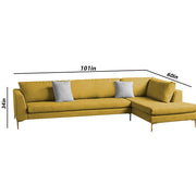 Romeio LHS 6 Seater L Shape Sofa Set for Living Room (Cream Fabric)