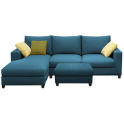 Rihan 4 Seater L Shape Sofa Set with Ottoman for Living Room (Turquise Fabric) Left Side Sofa