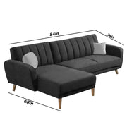 Rino LHS 4 Seater L Shape Sofa Set for Living Room (Black Fabric)