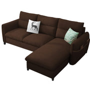 Andon 4 Seater L Shape Sofa Set for Living Room (Brown Fabric) Right Side Sofa