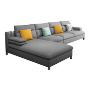 Hudson 6 Seater L Shape Sofa Set for Living Room (Grey Fabric) Left Side
