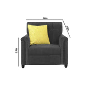 Rogelio 1 Seater Sofa Set for Living Room (Black Fabric)