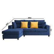Hazer 4 Seater L Shape Sofa Set for Living Room (Blue Fabric) Left Side