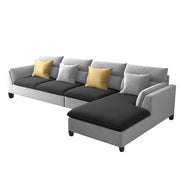 Delton RHS 6 Seater L Shape Sofa Set for Living Room (Black Grey) Premium Fabric
