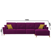 Antonio RHS 6 Seater L Shape Sofa Set for Living Room (Purple Premium Fabric)