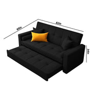 Artic 3 Seater Sofa Cum Bed for Living Room (Black) Premium Velvet Fabric Sofa