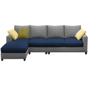 Rihan 6 Seater L Shape Sofa Set Living Room (Blue Grey Fabric) Left Side Sofa