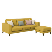 Grayon 3 Seater L Shape Convertible Sofa Set for Living Room, 3 Seater & Ottoman Modular Sectional Couch for Small Space (Grey Dark Grey Colour) Fabric