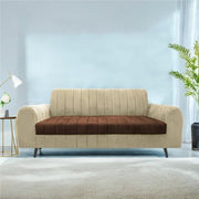 Brenti 3 Seater Sofa Set for Living Room (Cream Black Colour Fabric) Premium Fabric Sofa