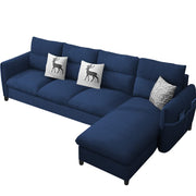 Andon 6 Seater L Shape Sofa Set for Living Room (Blue Fabric) Yellow Side Sofa