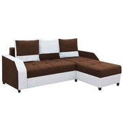 Severny 4 Seater L Shape Sofa Set for Living Room (Brown Grey Fabric) Right Side