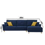 Antonio RHS 4 Seater L Shape Sofa Set for Living Room (Blue Premium Fabric)