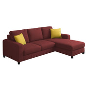 Casaliving Rolando 4 Seater L Shape Sofa Set with 2 Puffy for Living Room (Maroon) Right Side Sofa Set for Living Room | Hall| Office Room