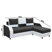 Severny 4 Seater L Shape Sofa Set for Living Room (Black Grey Fabric) Right Side