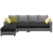 Rihan 6 Seater L Shape Sofa Set Living Room (Black Grey Fabric) Left Side Sofa