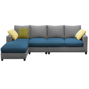 Rihan 6 Seater L Shape Sofa Set Living Room (Turquise Grey Fabric) Left Side Sofa