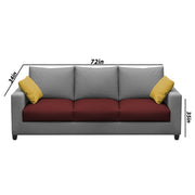 Rihan 3 Seater Sofa Set Living Room (Maroon Grey Fabric)
