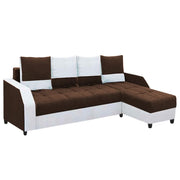Severny 6 Seater L Shape Sofa Set for Living Room (Brown Grey Fabric) Right Side