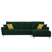 Antonio RHS 4 Seater L Shape Sofa Set for Living Room (Green Premium Fabric)