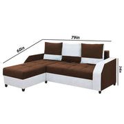 Severny 4 Seater L Shape Sofa Set for Living Room (Brown Grey Fabric) Left Side