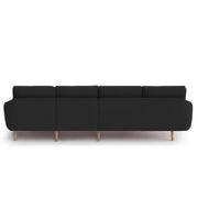 Lizel LHS 6 Seater L Shape Sofa Set with Center Table for Living Room (Black Fabric) Premium Velvet Fabric Sofa