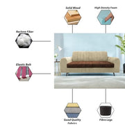 Brenti 3 Seater Sofa Set for Living Room (Cream Black Colour Fabric) Premium Fabric Sofa