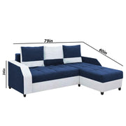 Severny 4 Seater L Shape Sofa Set for Living Room (Blue Grey Fabric) Right Side